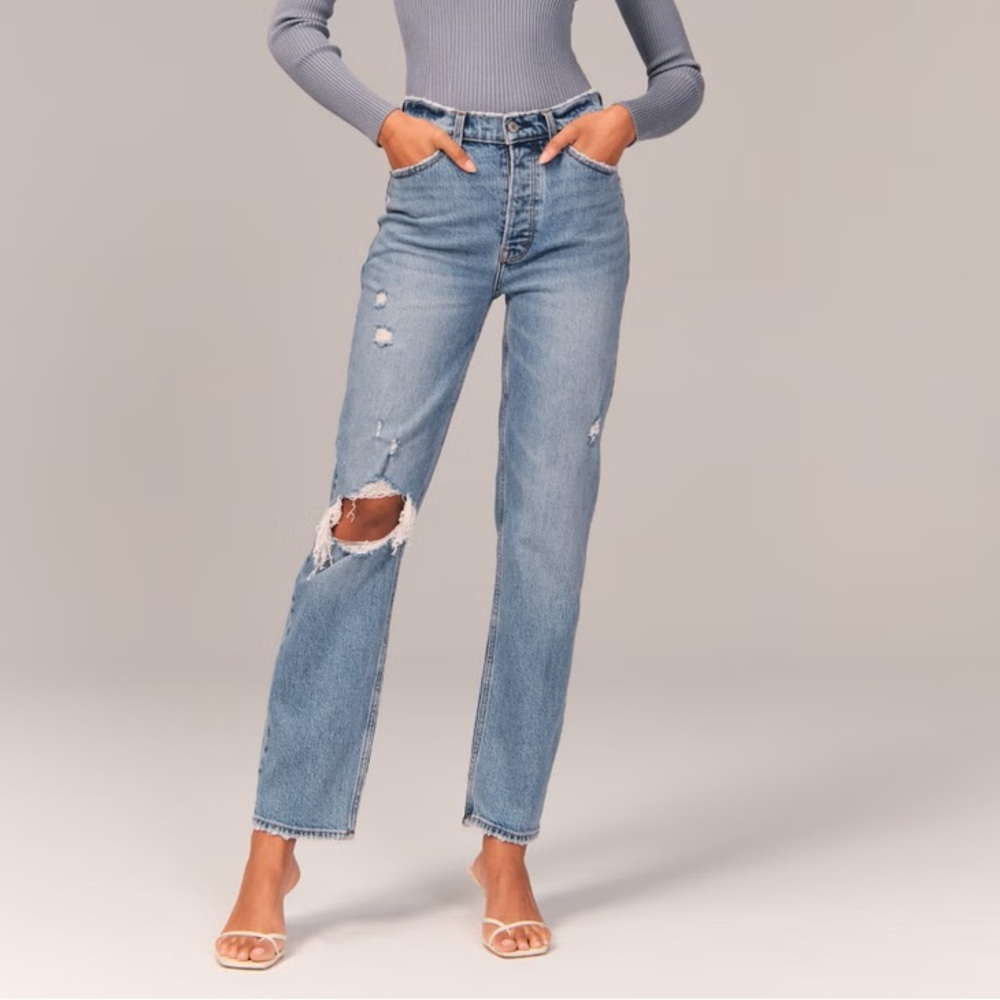 Abercrombie & Fitch The Dad High Rise Blue Jeans | 2 short